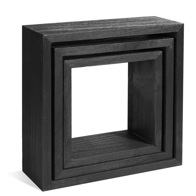 Wood Square Shadow Boxes (Set of 3) Wall Mounted Floating Display