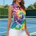 thumbnail image 5 of Uorisanigo Colorful Tie-Dye Women's Golf Top Casual Quarter Zip Women's Sleeveless Golf Tennis Shirts Quick Dry Comfortable Athletic Shirt for Tennis Hiking & Outdoor Sports, 5 of 7