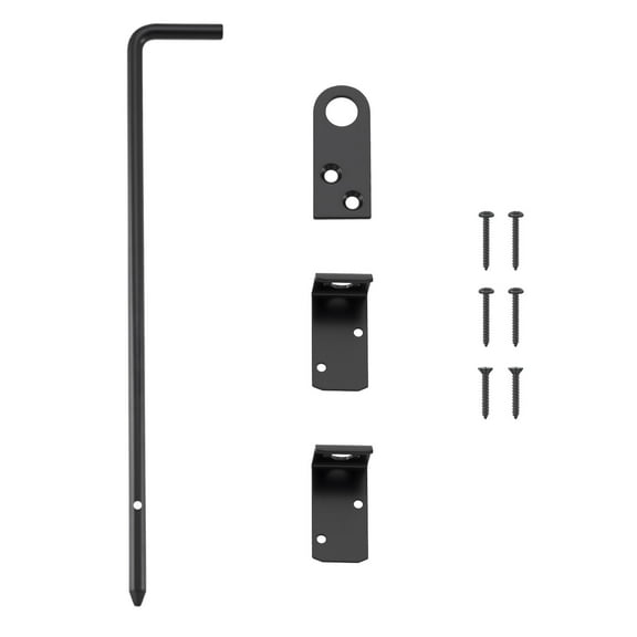 WellMade 18" Cane Bolt, Heavy Duty Gate Drop Rod, Cane Bolts for Gates, Fence Gate Hardware, Metal Gates Doors Stopper for Gate Ground, Black