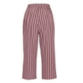 thumbnail image 5 of ibuvkizy Clearance 2024 Cotton Linen Capris Pants for Women Casual Stripe Elastic Drawstring Wide Leg Capris Pants with Pockets Summer Pants for Women, 5 of 7