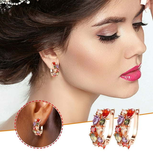 TIMIFIS Boucles d'Oreilles Femmes Mode Clous d'Oreilles Colorés en Diamant Bijoux Été