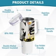thumbnail image 4 of SKYSONIC Insulated Tumblers with Lids and Straws Handles 40oz Water Bottle Abstract Doodle Travel Mug Reusable Stainless Steel Thermos Vacuum, 4 of 7