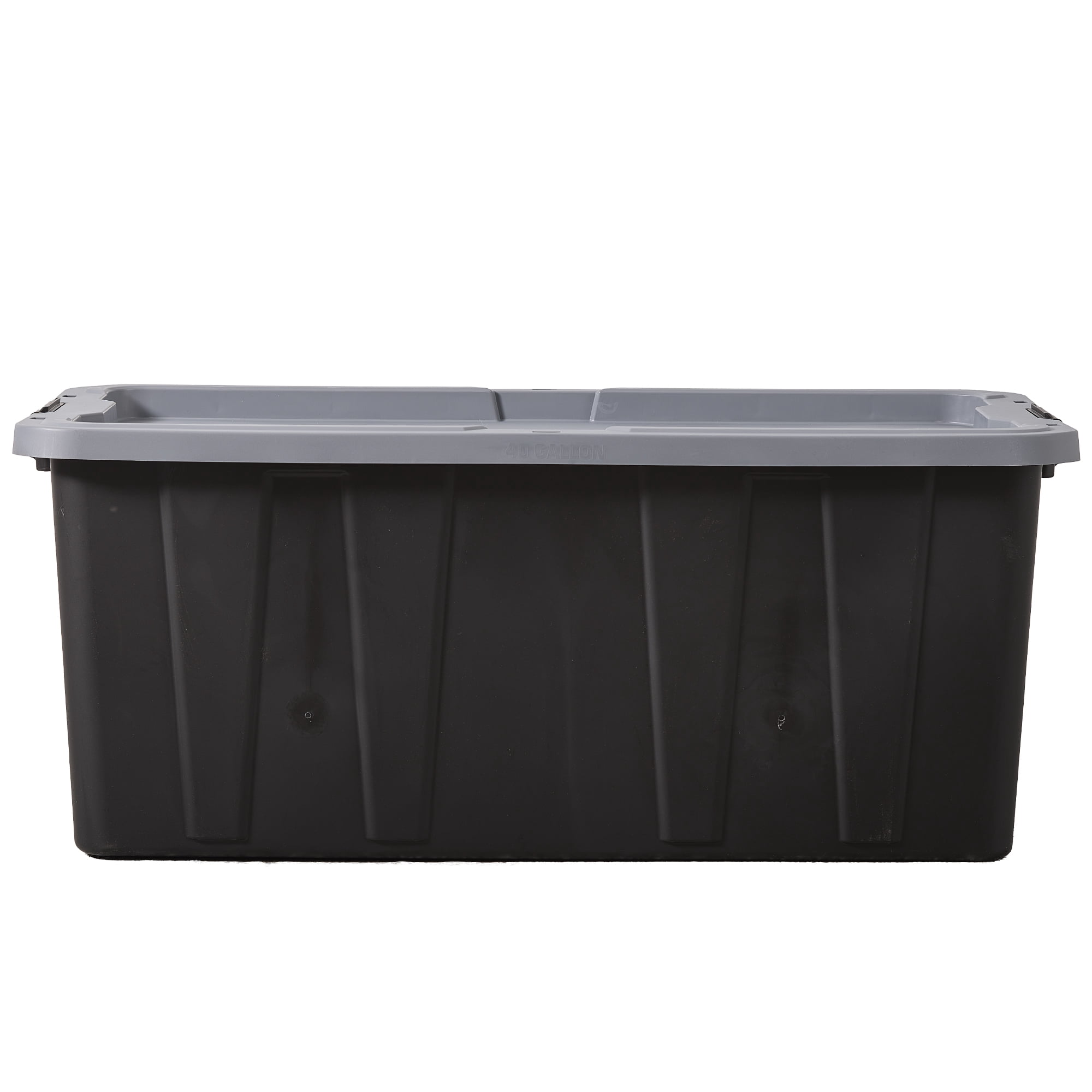 (Pack of 3) Hyper Tough 40 Gallon Large Storage Bin with Latch Lid, Black and Gray, Heavy Duty Plastic Storage Container Black and Gray