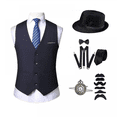 thumbnail image 2 of Conjunto de accesorios para hombre de los años 20, disfraz de gánster retro, corbata, sombrero, chaleco, conjunto de chaleco ajustado estilo victoriano vintage, trajes de fiesta de Halloween, 2 of 5