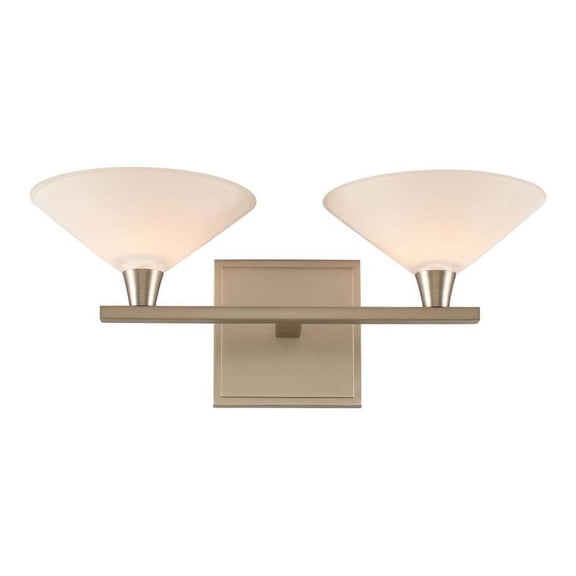 Kalco Lighting Galvaston 15" 2-light Modern Glass Bath Light in Satin Nickel
