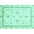 thumbnail image 1 of Ahgly Company Machine Washable Indoor Rectangle Oriental Turquoise Blue Traditional Area Rugs, 8' x 12', 1 of 4