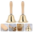 thumbnail image 3 of 2pcs Copper Bell Dinner Party Wood Handle Handbell Restaurant Call Service Bell, 3 of 8