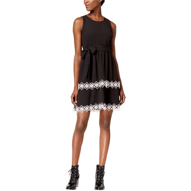maison Jules Vestido ajustado y acampanado para mujer, negro, mediano