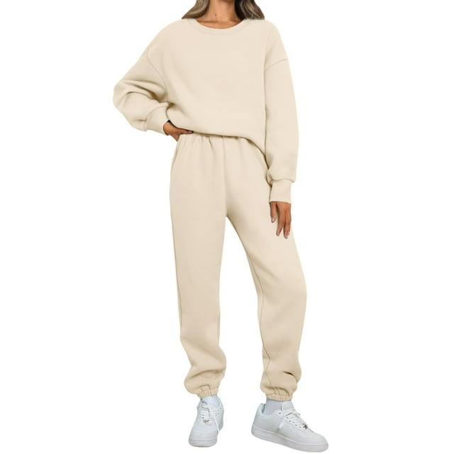 Womens 2 Piece Outfits Sweatsuit Oversized Sweatshirt Sets Baggy Sweatpants Fall Fashion With Pockets
