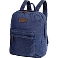 thumbnail image 2 of BadPiggies Denim Backpack for Women & Men Retro Rucksack Basic Bookbag High School/College Students Travel Laptop Bag - Navy, 2 of 10