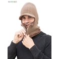 thumbnail image 3 of BadPiggies Men's Winter Warm Knitted Scarf Cap Snow Ski Mask Neck Hat Face Cover Fleece Lined Beanie with Zipper, Khaki, 3 of 4