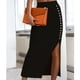 thumbnail image 1 of Falda ajustada, falda midi ajustada dividida Falda midi Falda dividida de punto acanalado Confiabilidad excepcional, 1 of 6
