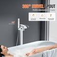 thumbnail image 6 of VEVOR Freestanding Bathtub Faucet, Floor Mount, Freestanding Tub Filler, Shower Mixer Taps, Two Water Modes, 360° Swivel Spout, for Bathing & Showering Pet Bathing Cleaning Drains Toilet Flushing, 6 of 7