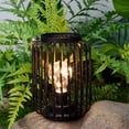 thumbnail image 4 of Medium Metal Cage Outdoor lantern, Battery Powered Cordless Lamp, Decorative Hanging Lantern with Rope Handle (Black), 4 of 9