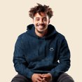 thumbnail image 4 of Dalix Smile Face Embroidered Fleece Hoodie Mineral Wash Long Sleeve Sweatshirt Mens in Navy Blue L Large, 4 of 5