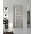 thumbnail image 3 of Solid French Door Frosted Glass 32 x 96 inches | Quadro 4088 Grey Ash | Single Regular Panel Frame Trims Handle | Bathroom Bedroom Sturdy Doors, 3 of 6