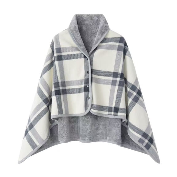 Dickly Blanket Shawl Fleece Wrap Buttoned Wearable Double Layer Flannel Warmth for Office Sofa Naps and Travel Adults