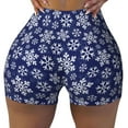 thumbnail image 2 of Fotbe Snowflakes On Dark Blue Shorts Sin Costuras – Shorts Deportivos de Cintura Alta para Mujer, Elásticos para Gimnasio, Yoga, Running o Ciclismo-Large, 2 of 8