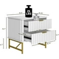 thumbnail image 6 of 19 Inch Nightstand，Modern End Table with 2 Drawers，2 Tier Side Table with Gold Legs for Bedroom, Living Room, White, 6 of 7