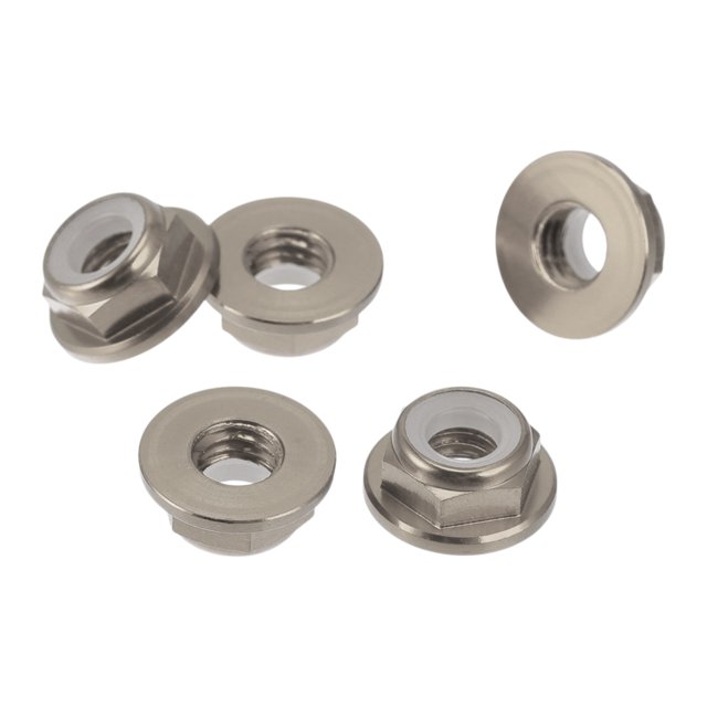 Ofertas únicas 5 Pcs tuercas de brida M5 de aleación de aluminio con rosca hexagonal plana, tuercas de brida de bloqueo antideslizantes tono titanio 4.5mm/0.18"