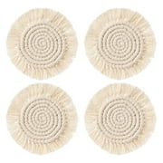 Global Crafts Macrame Coasters in Blues with Fringe, Set of 4