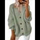 thumbnail image 2 of Suéteres y Abrigos de Punto Grueso de Larga con Cuello en V Abierto para Mujer. Color Matcha L, 2 of 7