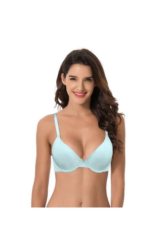Women's Plus Size Full Coverage Padded Underwire Bra-1PK-LT BLUE-32B