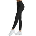 thumbnail image 3 of TWZH Women Solid Color Rib-Knit High Waist Stretchy Workout Yoga Legging, 3 of 7