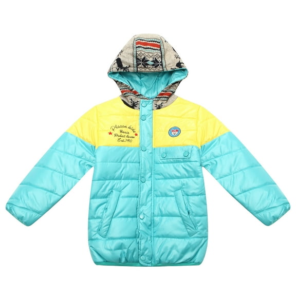 Richie House Little Boys Blue Printed Hood Tribal Padding Jacket 4/5