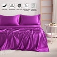 thumbnail image 3 of Ntbay 4 Pieces Silky Satin California King Cooling Soft Bed Sheet Set, Includes 1 Flat Top Sheet, 1 Fitted Sheet with Deep Pocket, 2 Envelope Pillowcase, Purple, 3 of 5