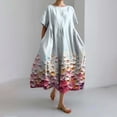 thumbnail image 2 of Ruyang Women Casual Loose Boho Floral Dress with Pockets Short Sleeve Long Maxi Summer Beach Swing Dress Retro Holiday Casual Dress, 2 of 4