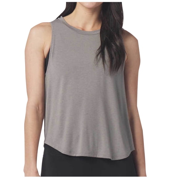 DAFPZW Workout Tank Tops Woman Athletic Gym Shirts Cutout Open Back Slit Hem Cropped Yoga Sports Shirts Sleeveless Cami