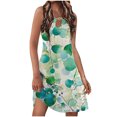 thumbnail image 2 of Puntoco Vestido Sin Mangas Estampado De Verano Para Mujer Falda Vestido De Cuello Redondo De Manga Corta Verde S,Regalos Para Mujer Joven, 2 of 5