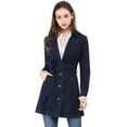 thumbnail image 1 of INSPIRE CHIC Manteau Trench en Denim pour Femmes à Revers Cranté, Boutonné devant, Ceinturé, 1 of 6
