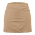 thumbnail image 5 of BiZtdJrK Golf Skorts for Women High Waist Running Yoga Workout Mini Skirts Stretch Sport Tennis Skort Solid Color Summer Skirt Inner Shorts Khaki S, 5 of 6