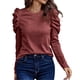 thumbnail image 1 of Blusa informal de manga larga con cuello redondo y botones para mujer, poliéster, para primavera/otoño, tallas S-XXL, 1 of 3