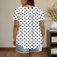 thumbnail image 3 of Olyvenn Women's Plus Size Henley Shirts Polka Dot Print Summer Tops Buttons Crewneck Pleated Buttons Up Tunics White L, 3 of 6