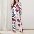 thumbnail image 3 of Disketp Pajamas Set Long Sleeve Sleepwear Womens Button Down Nightwear Pj Sets-Red Wine Glass Bottle, 3 of 9