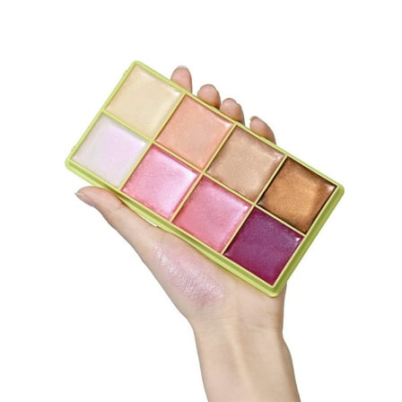 8-Color Cream Highlighter Palette – Suitable for Dry and Mature Skin, Lightweight & Waterproof Face Highlighter for a Luminous Glow, Makeup Palette for Contour, Highlighting & Strobing