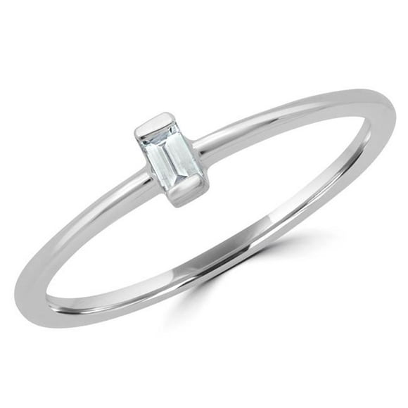 Majesty Diamonds MDR190086-5 0.05 CT Baguette Diamond Promise Solitaire Engagement Ring in 14K White Gold - Size 5