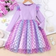 thumbnail image 2 of Gyexs Little Girls Tule Tutu Dress Toddler Kids Flutter Sleeve Princess Sundress Casual Summer Outfit Clothes Z13-Purple 2-3 Years, 2 of 6