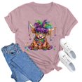 thumbnail image 5 of Tisuna Mardi Gras T Shirt For Women Fashion Print Short Sleeve Crew Neck Tops Casual Comfortable Ladies Festival Pullover Outfits Pink, 5 of 5