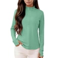 thumbnail image 4 of Nmnitkp Women's UPF 50+ Sun Protection Shirt, Long Sleeve 1/4 Zip High Collar Top with Thumbholes, Cooling Quick Dry Workout Hiking Golf Running Tee Green,2XL, 4 of 9