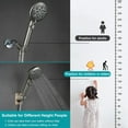 thumbnail image 4 of Brushed Nickel Shower Heads Handheld with On Off Switch,8-Mode High Pressure Shower Wand with 79In Stainless Steel Hose&Bracket PLUS Low-Reach Adhesive Wall Mount Holder for Kids&Elderly, 4 of 15