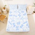 thumbnail image 3 of spefrowx Blue Bow Love Heart Queen Sheets for Kids, Gingham Buffalo Style Queen Sheet Sets, 4pcs, 1 Flat Sheet, 1 Fitted Sheet and 2 Pillowcases, 3 of 6