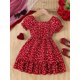 thumbnail image 2 of Vestido VARMILO rojo con estampado de corazones para niña de 4 años, 2 of 6