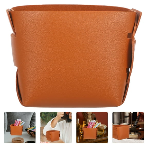 MLINS  Trays for Decor Nightstand Leather Storage Basket Office Man