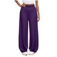 thumbnail image 5 of Adeawade Pants For Girls Wide Leg Pants Elastic Waist Solid Color Trousers Solid Color Comfortable Everyday Bottoms Sweet Clothes Pink M, 5 of 5