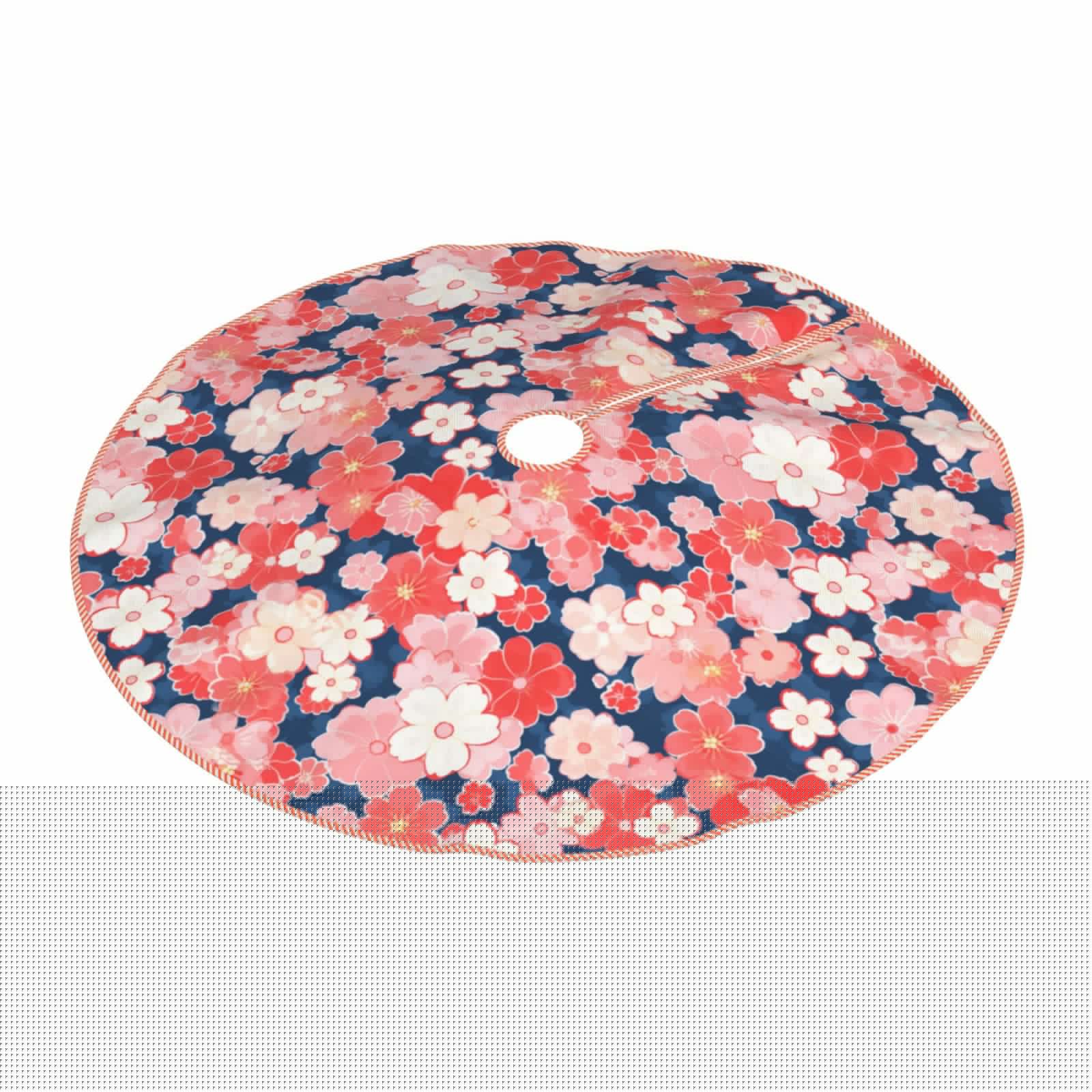 thumbnail image 2 of Bingfone Christmas Tree Skirt Mat Christmas Decoration Interior 48" -Japanese Cherry Blossoms, 2 of 6