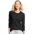 thumbnail image 1 of Hanes T-Shirt à Manches Longues Col Rond pour Femmes, P, Ébène, 1 of 6
